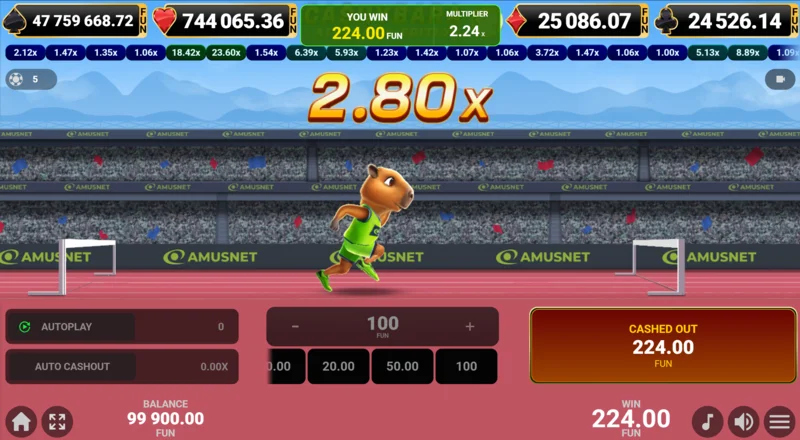 Cashybara Athletics Edition - wang tunai yang berjaya dan kemenangan yang dikreditkan